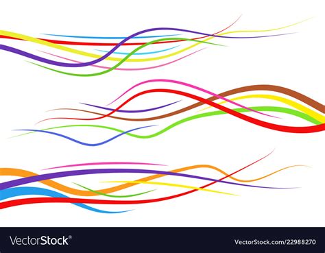 Set Of Abstract Color Curved Lines Royalty Free Vector Image