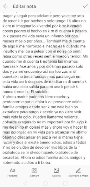 La Carta De Suicidio De Andrés El Menor Que Sufría Acoso Tenía Que