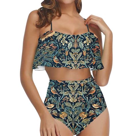 Homegardon High Waisted Bikini Swimsuits For Women Flounce Top Tummy