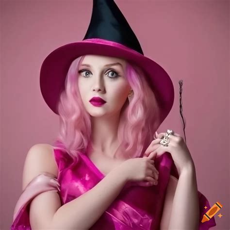 Kind Witch With Brown Eyes Short Haircut And In Pink Dress On Craiyon