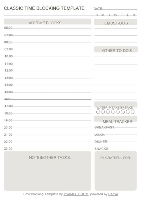 Printable Time Blocking Templates Free Templatelab