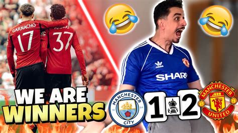 UNITED FAN GOES CRAZY REACTING TO MAN UNITED 2 1 MAN CITY FA CUP