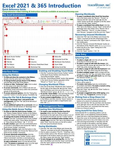 Microsoft Excel And Introduction Quick Reference Training