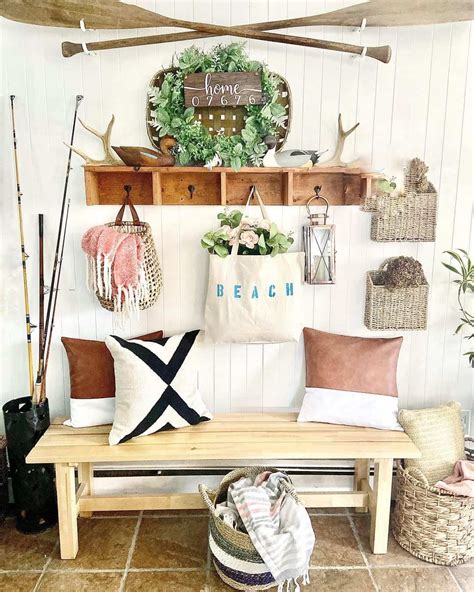 Entryway With Wicker And Wood Coastal Farmhouse Accents Soul Lane