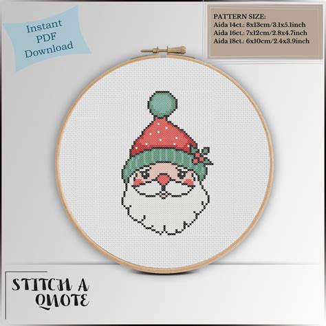 Christmas Santa Cross Stitch Pattern Christmas Cross Stitch Etsy