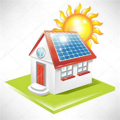 Solar Panel House Clipart Cartoon