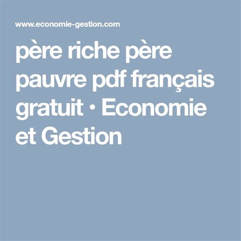 père riche père pauvre pdf français gratuit Economie et Gestion