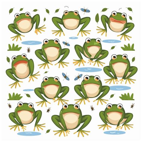 Premium Vector Cute Cartoon Frog Set Animation Frames Adorable Little