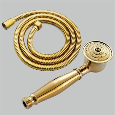 Luxury Gold Polished Brass Telephone Hand Held Shower Head Set With 1