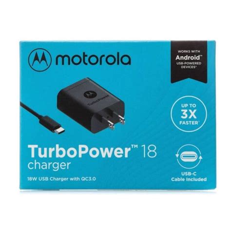 Motorola Turbo Power 18 W Cargador Tipo C Carga Rápida Qc30 Negro Motorola