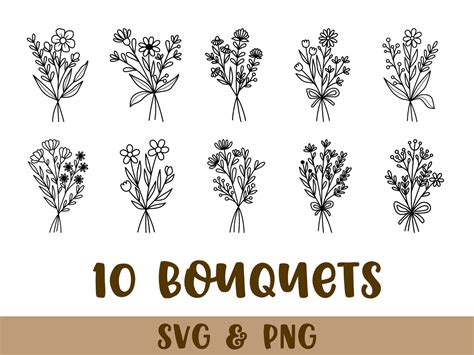 Bouquet Svg Bundle Flowers Svg Png Floral Svg Wildflowers Svg