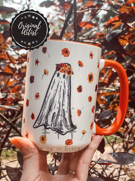 Cottagecore Floral Ghostie Coffee Mug Spooky Mug Ghost Etsy