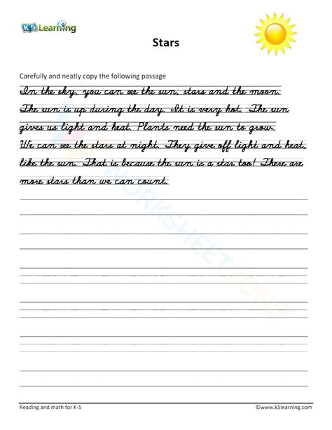 Paragraph Handwriting Practice Worksheet Stars Worksheet Zone