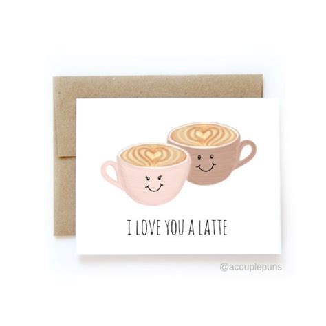 Love You A Latte Couple Coffee Card Coffee Gift Coffee Etsy