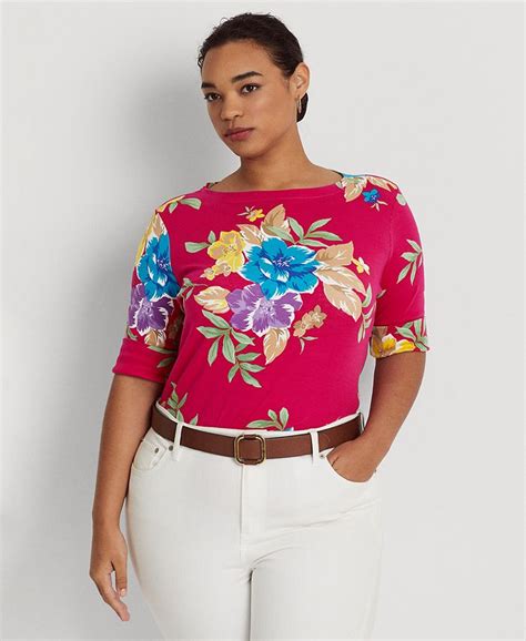Lauren Ralph Lauren Plus Size Floral Boatneck Top Macys