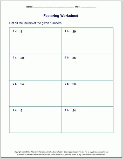 Prime Factorization Practice Worksheets