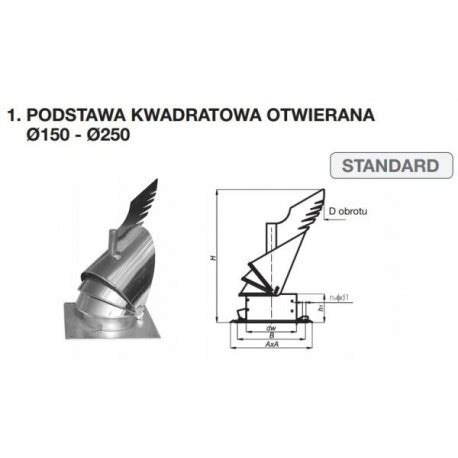 Rotowent Dragon Samonastawna Nasada Kominowa Na Podstawie Kwadratowej