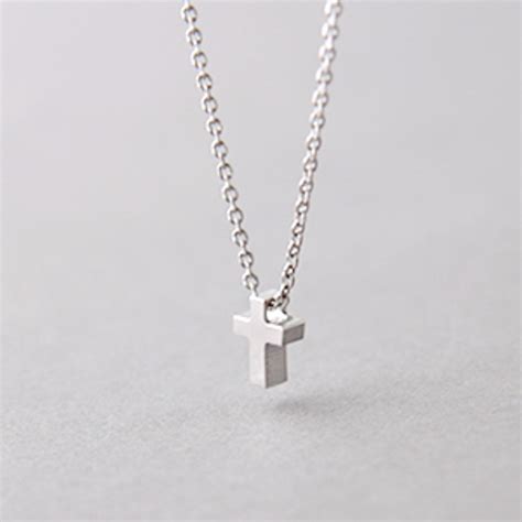 Tiny Gold Cross Necklace Sterling Silver