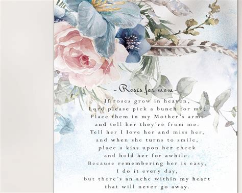 Beautiful Poem If Roses Grow In Heaven Roses For Mother In Etsy