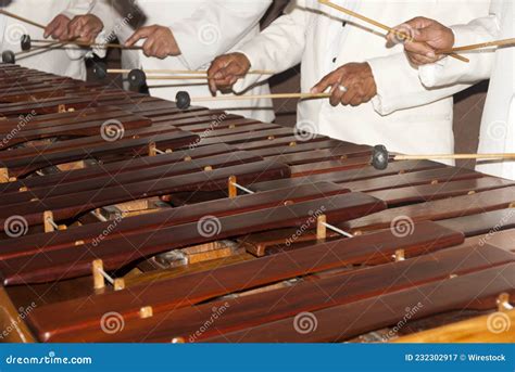 Close Up Shot Of A Marimba Or Hormigo Keyboard Guatemala Stock Image