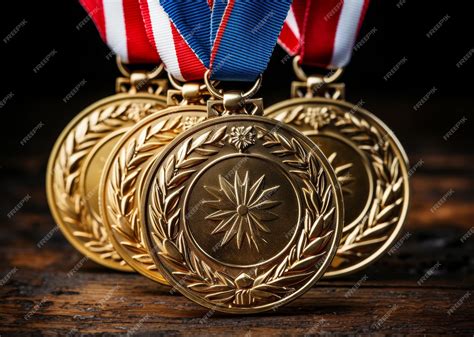 Premium Photo | Gold medals with ribbons