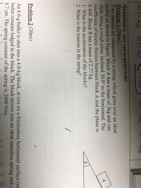 Solved Two Masses Are Connected By A String Which Goes Over Chegg