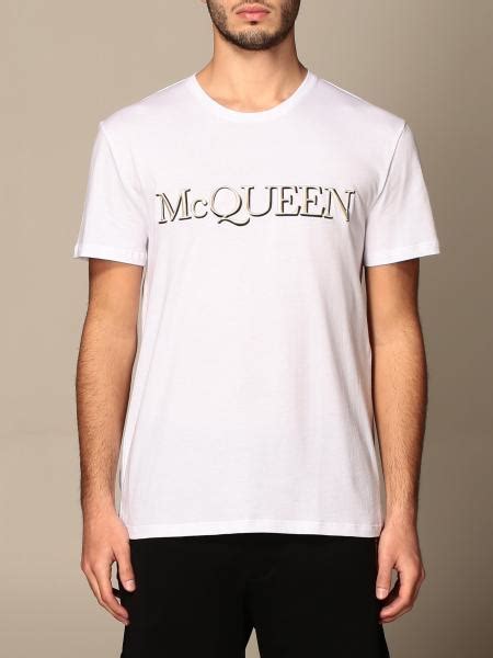 Alexander Mcqueen Cotton T Shirt With Logo White Alexander Mcqueen