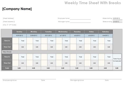 Employee Weekly Time sheet ~ Template Sample