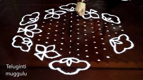 Sankranthi Simple Rangoli Designs With 15 8 Middle Muggulu With Dots