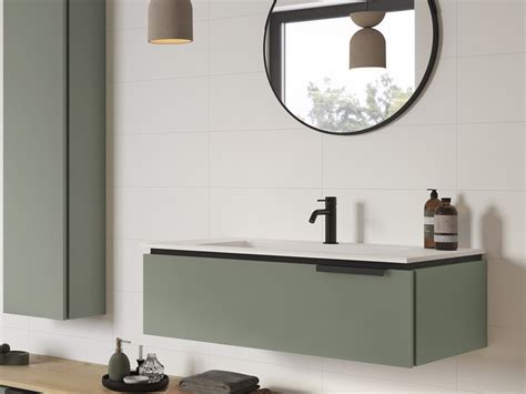 Mobile Bagno Touch Cm Cassetto Verde Salvia Opaco E Lavabo Unitop