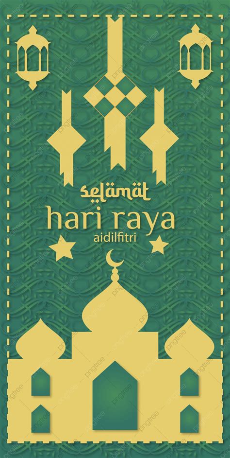 Selamat Hari Raya Aidilfitri Gold Greeting Card Banner Background