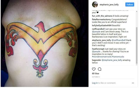 Woman covers her double mastectomy scars with beautiful Wonder Woman tattoo