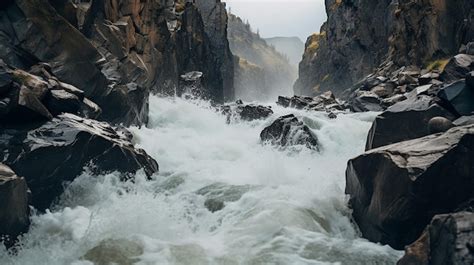 Premium AI Image | Raging River through a Canyon