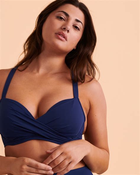 BLEU ROD BEATTIE KORE D Cup Plunge Bikini Top Navy Bikini Village