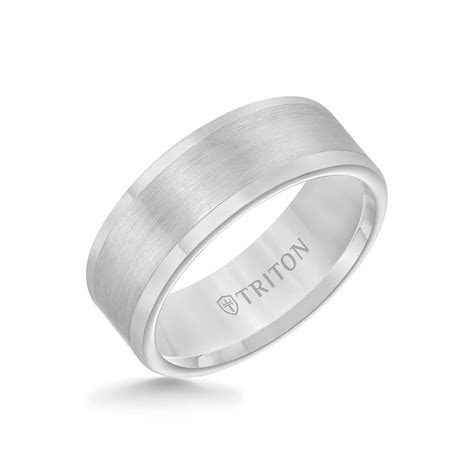 8mm Tungsten Carbide Ring Satin Finish Flat Center And Round Edge