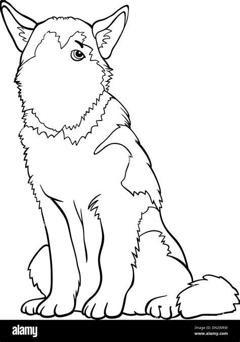 Husky o malamute perro caricatura para colorear Imagen Vector de stock ...