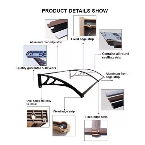 Heavy Duty Awning Canopy Roofing With Bracket Frame For Door And Window