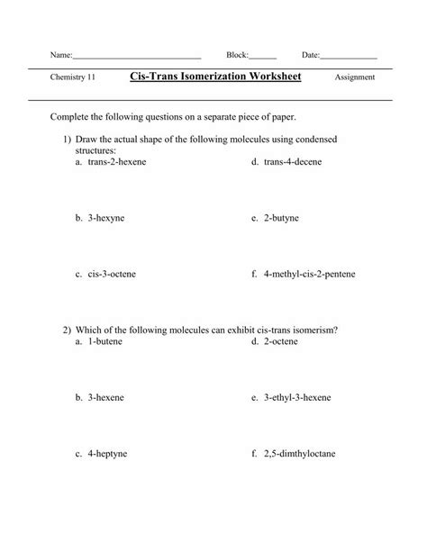 PDF Cis Trans Isomerization Worksheetsss Sd33 Bc Ca Sites Default