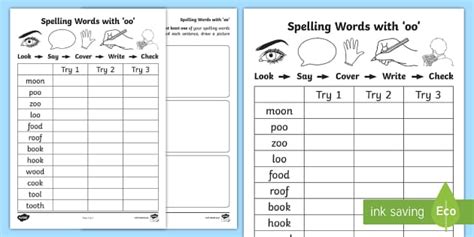 Oo Spelling List Worksheets Teacher Made Twinkl