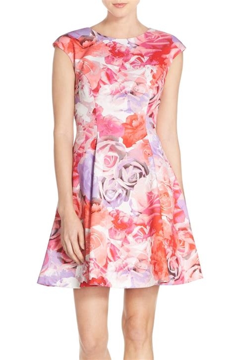 Vince Camuto Floral Print Scuba Fit And Flare Dress Nordstrom