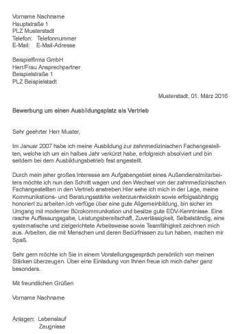 Muster Anschreiben Bewerbung Vertriebsleiter