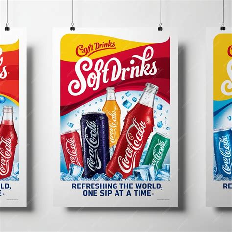 Realistic soft drink advertisement text soft drinks soda poster