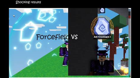 Force Field Vs Anti Knockback Enchant Roblox Bedwars Youtube