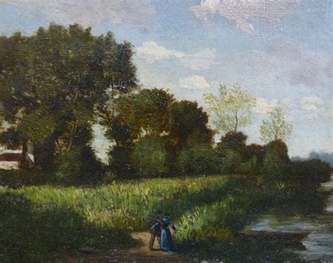 Proantic Animated Country Landscape Painting Oil Panel From The Xix