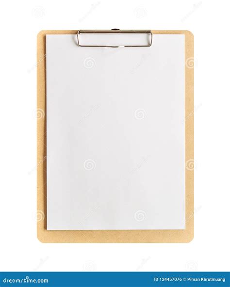 Clipboard With Blank Paper Isolated On White Background Stock Photo