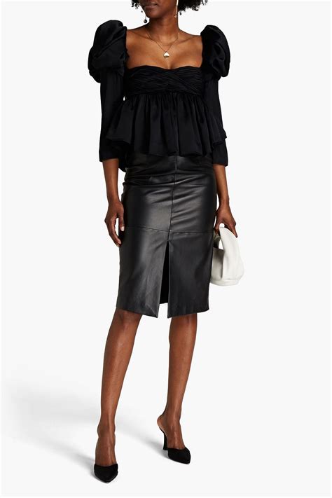 Khaite Tulle Paneled Pleated Satin Crepe Blouse The Outnet