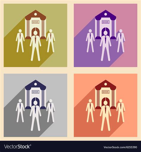 Modern Flat Icons Collection With Shadow Vector Image