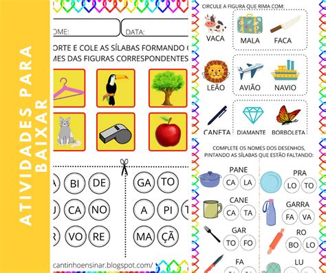 Atividades De Consci Ncia Fonol Gica Para Imprimir E Usar Em Casa