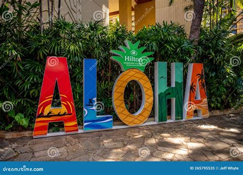 Aloha Sign At The Hilton Hawaiian Village Editorial Image Image Of Spot Shop 265795535