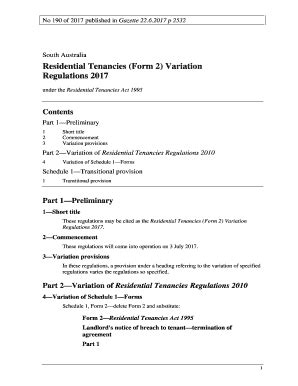 Fillable Online Residential Tenancies Form Variation Fax Email